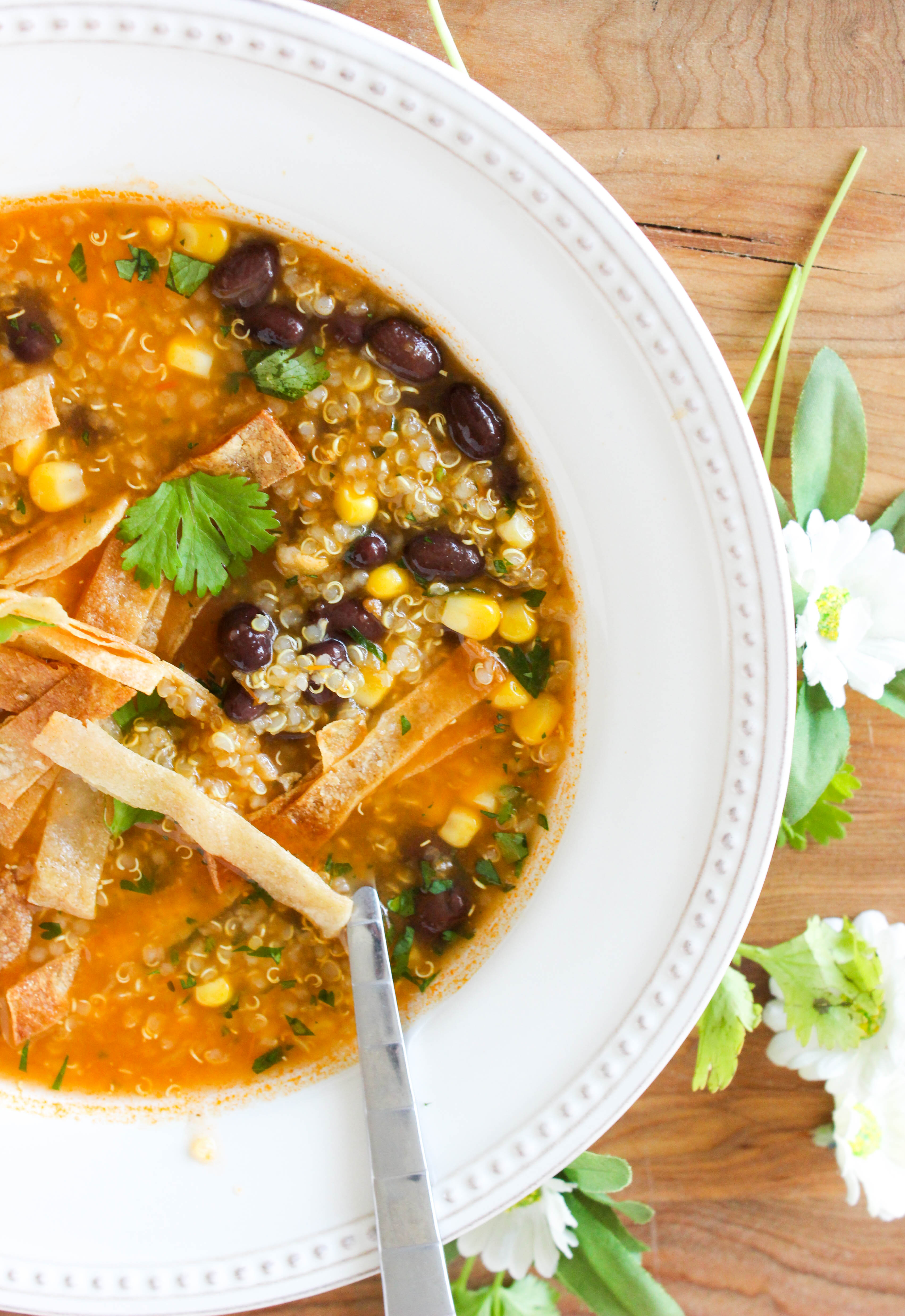 Spicy Quinoa and Black Bean Tortilla Soup - Good Habits & Guilty ...